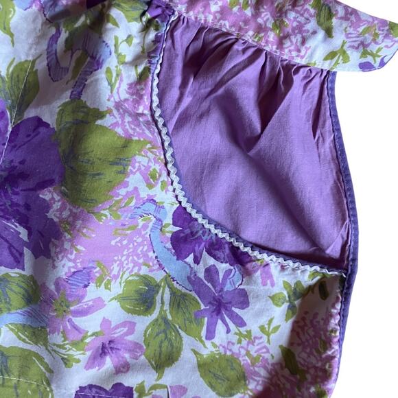 Floral Apron in Purple and Green handmade vintage - Picture 2 of 8